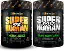 ALPHA LION Superhuman Pre Workout Powder & Post Recoovery Bundle, hỗ trợ năng lượng và Tiêu điểm + nghiêng cơ tăng trưởng, lực & Volume (Hulk Juice & Race Smith Apple)