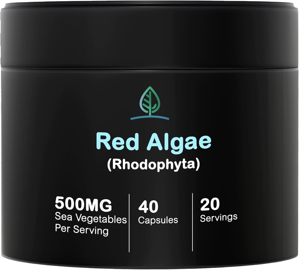 Holistic Bin Capsules d'algues marines rouges Gigartina et Dumontiacea Suppléments d'algues rouges sans gluten, végétaliens, sauvages récoltés Riche en Oméga végétalien 3 (40 capsules)