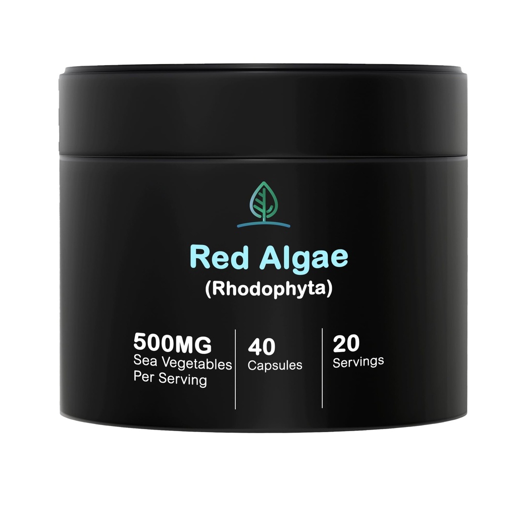 Holistic Bin Red Marine Algae Capsules Gigartina and Dumontiacea Red Algae Supplements | Gluten Free, Vegan, Wild Harvested | Rich in Vegan Omega 3 (40 Capsules)