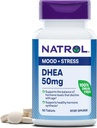 Natrol Mood & Stress DHEA 50mg Calcium-ekin, hormona maila jakin bat orekatzeko dieta osagarria eta Mood euskarria, 60 Tablet, 60 eguneko hornidura
