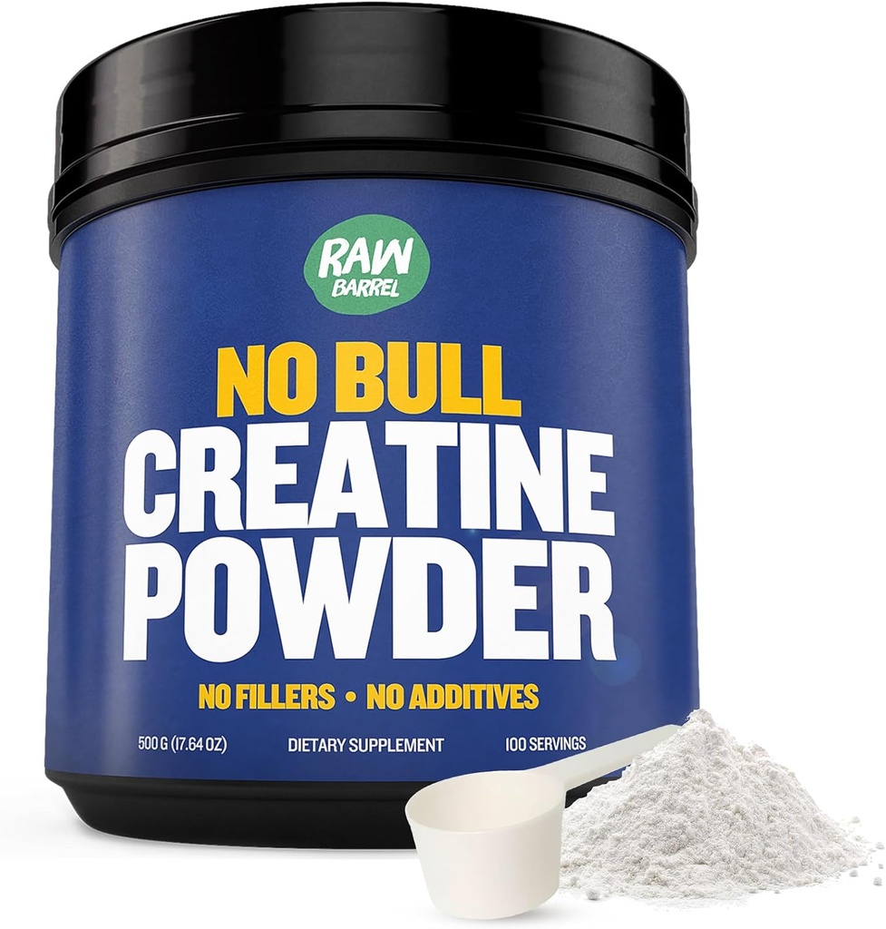 "No Bull" Creatine Powder, Bulk doplňky Creatin Monohydrát pro rychlejší zotavení, Zvýšený objem svalů, Síla a síla, Mikronizované Creatine pro muže a kreatin pro ženy, 500g