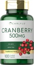 Pills de Carlyle Cranberry (500mg) 100 Caplets (sem OGM), Suplemento sem glúten para mulheres e homens