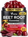 VitaUp Beet Root Gummies – Beetroot Gummies with CoQ10, Grape Seed, Vitamin C, B12 & B3 – Nitric Oxide Gummies for Circulation Support – Beet Supplement for Energy & Immune Support – 60 Beets Chews