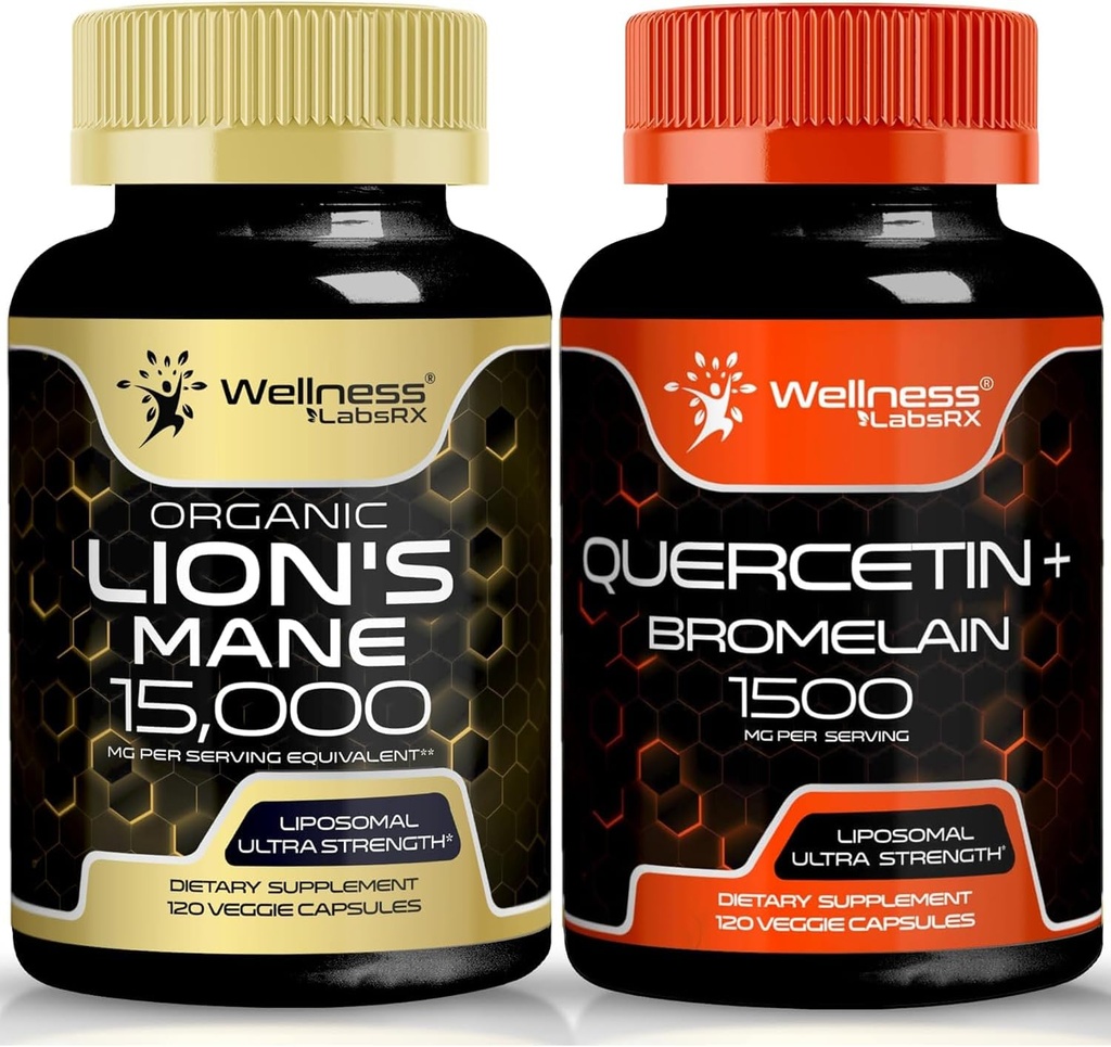 WELLNESS LABSRX Quercetin with Bromelain | Lions Mane Capsules