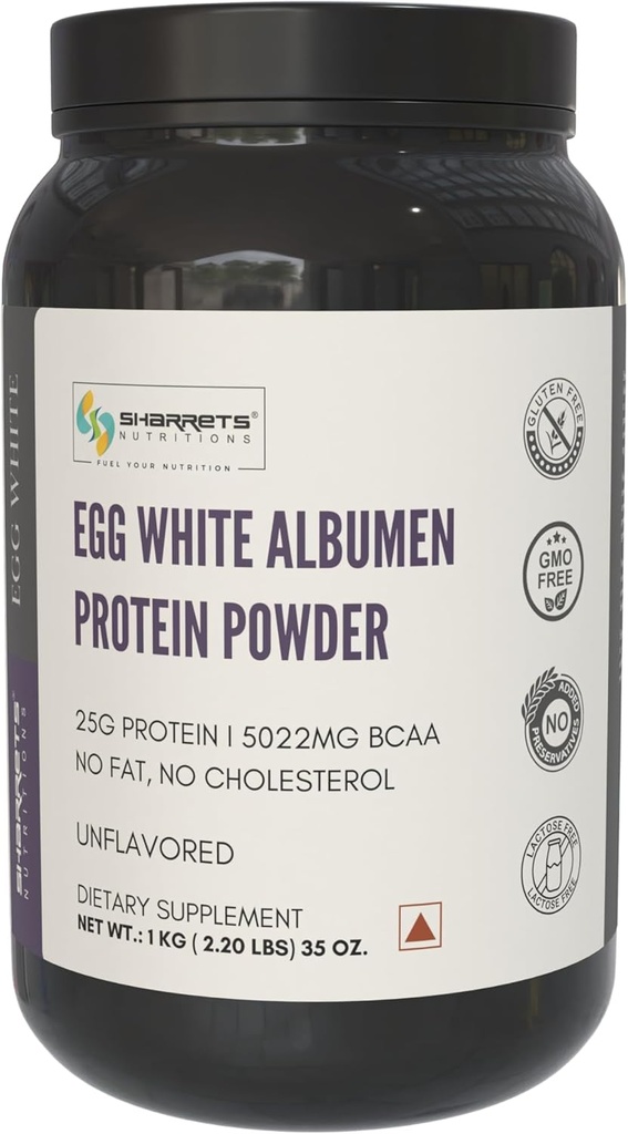 Albumen blanco de huevo Protein Powder, 2.2 libras Desflavorado, pólvora de proteínas para mujeres hombres adultos atletas Bodybuilding Beginners Boys Girls Family, Halal Certified - Non GMO, Gluten Dairy Free