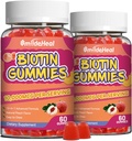2 Pack Biotin Gummies for Hair Growth 10000 µg, skóry do włosów i paznokci Gummy z kwasem foliowym, witaminy A, B, C, E & D, wegańskie witaminy biotin dla kobiet i mężczyzn, 120 Gummies