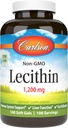 Carlson - Lecithin, Non- GMO, 1200 mg, Nervous System & Liver Fungsi, Unbleched Soy Lecithin, 100 Softgeels