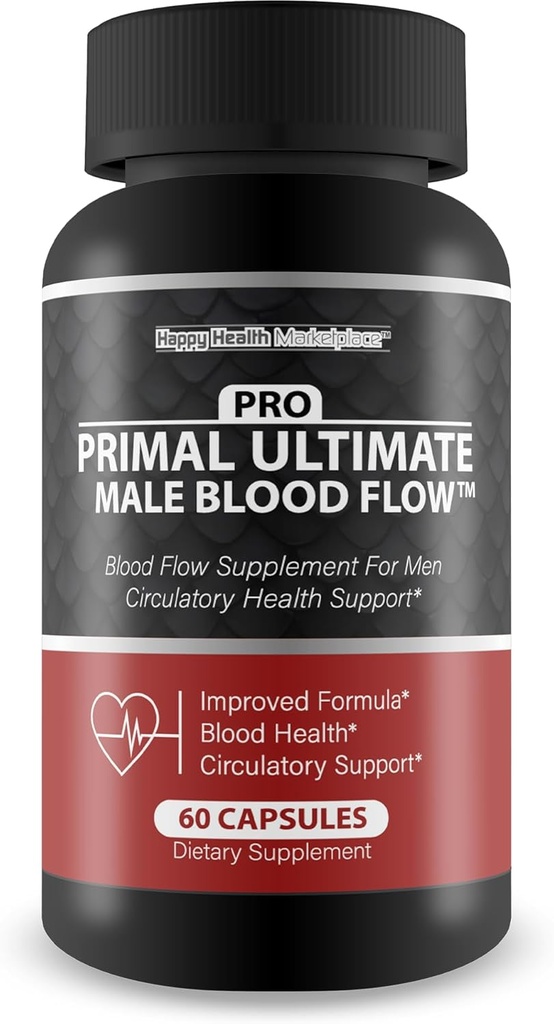 Pro Primal Ultimate Male Blood Flow - Nuestra mejor circulación avanzada de flujo de sangre Soporte - Blood Flow Pro Primal X Primal Ultimate Max Blood Flow Suplemento Powder cápsulas de circulación completa del cuerpo
