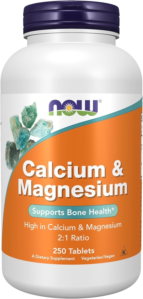NOW Foods Supplements, Calcium & Magnesium 2:1 Ratio, Hoge Potentie, Ondersteunt Bone Health*, 250 Tablets
