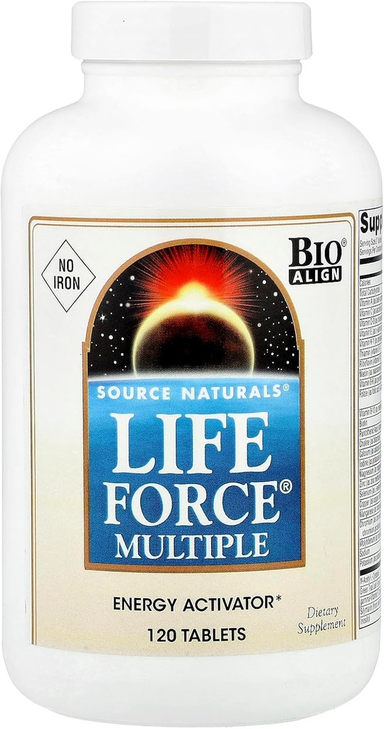 Bron Naturals Life Force Multiple Iron Free Daily Multivitamine High Potency Essential Vitamines, Mineralen, Antioxidanten & Nutriënten - Energie & Immune Boost - 120 Capsules
