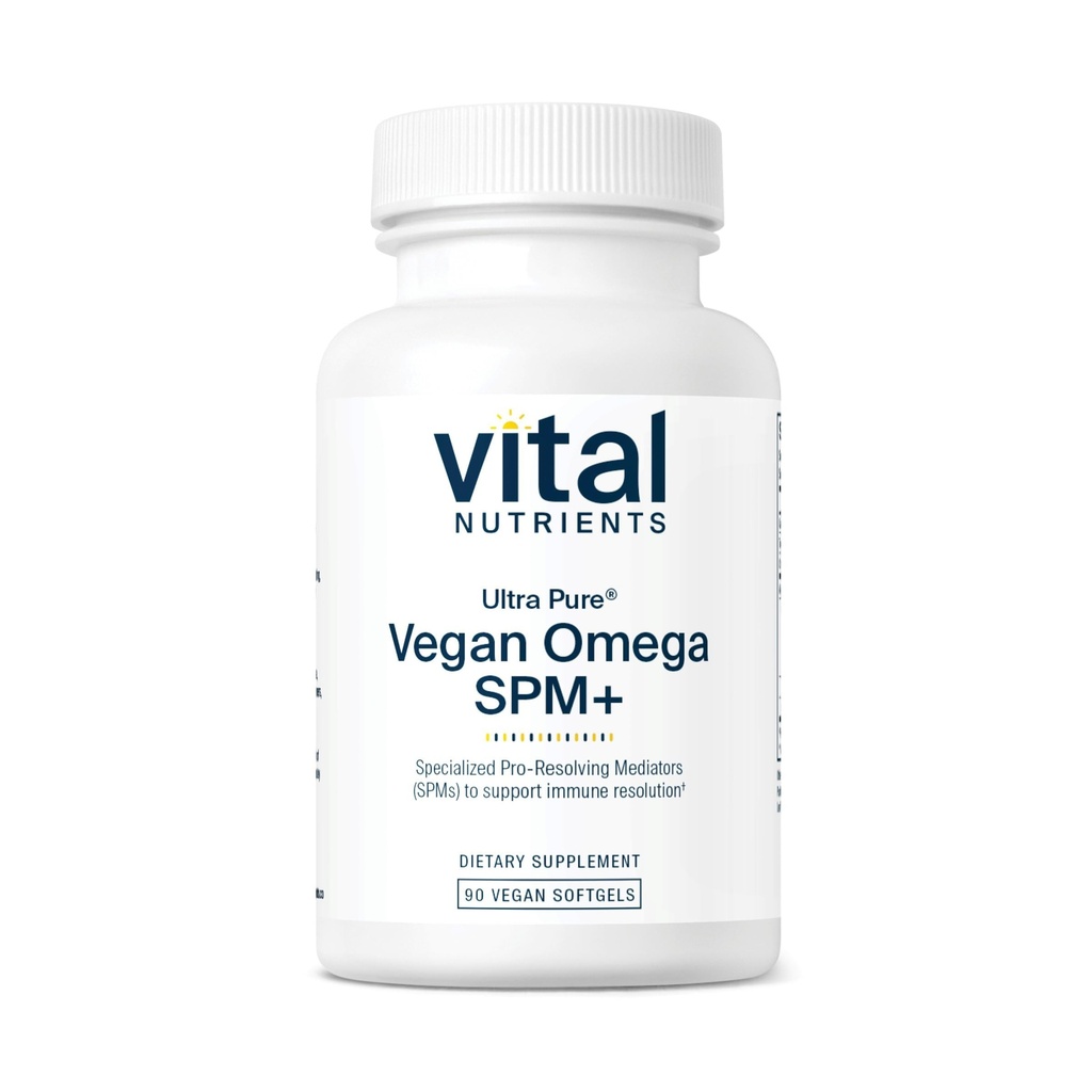 Vital Nutrients Ultra Pure® Vegan Omega SPM+ - Specialized Pro-Resolving Mediators (SPM) Omega-3 Supplement - Minor Joint Discomfort Relief* - Gluten, Dairy, Soy Free, Non-GMO - 90 Mini Softgels