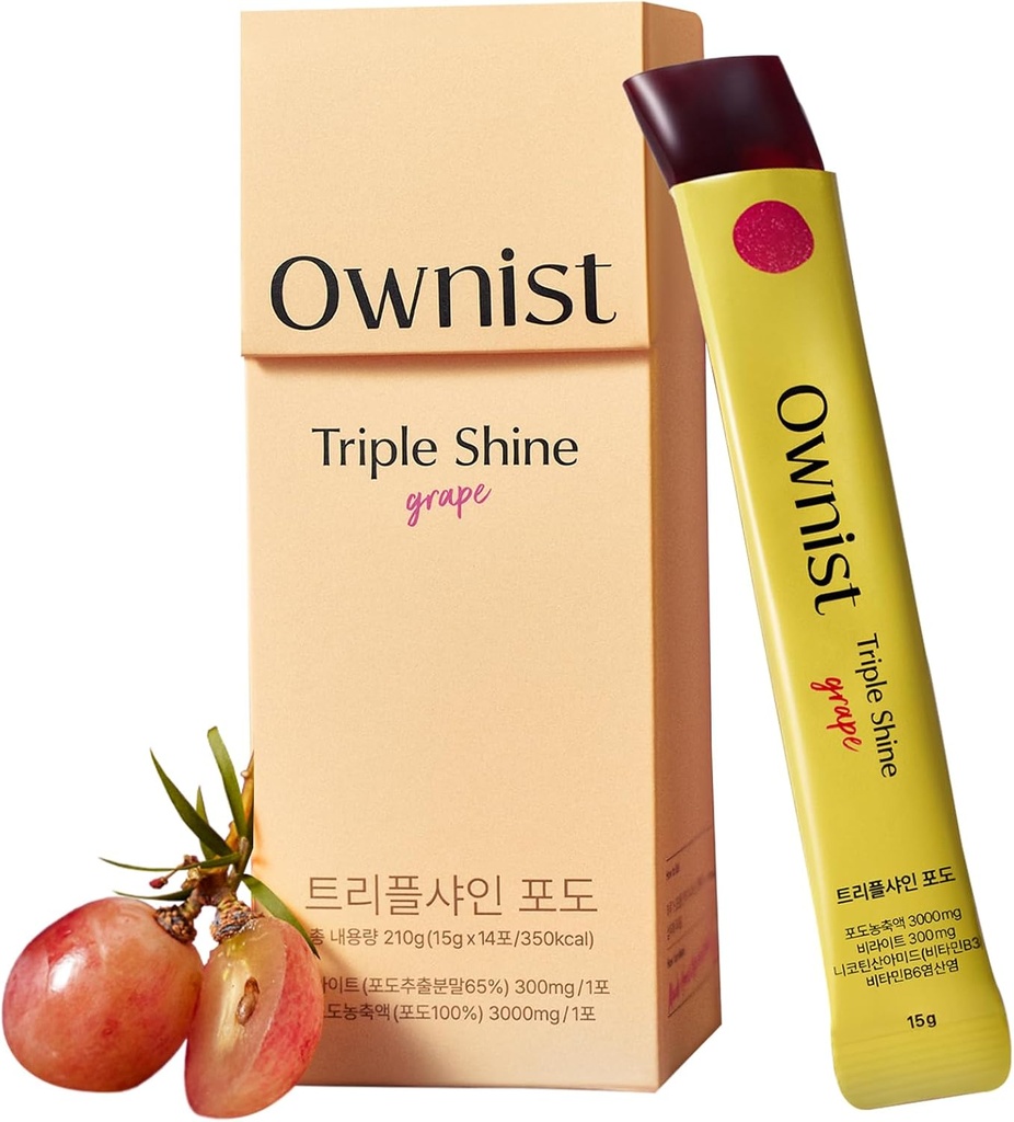Ownist Triple Shine Grape Jelly On- The Go - Target Dark Spots & Skin Brightening, Contains Belight ™, Vitamin B, C - 14 Stick Packs