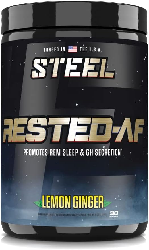 Steel Supplements Rested-AF I Deep Sleep Aid and Muscle Recovery Powder with GABA & Valerian Root Extract 