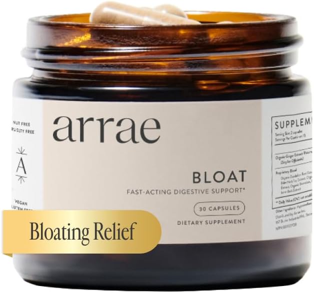 Arrae 快动作 Bloating 救济 消化酶,全部天然 Bloat, 气体和消化不良 救济 Capsules(30个计数)