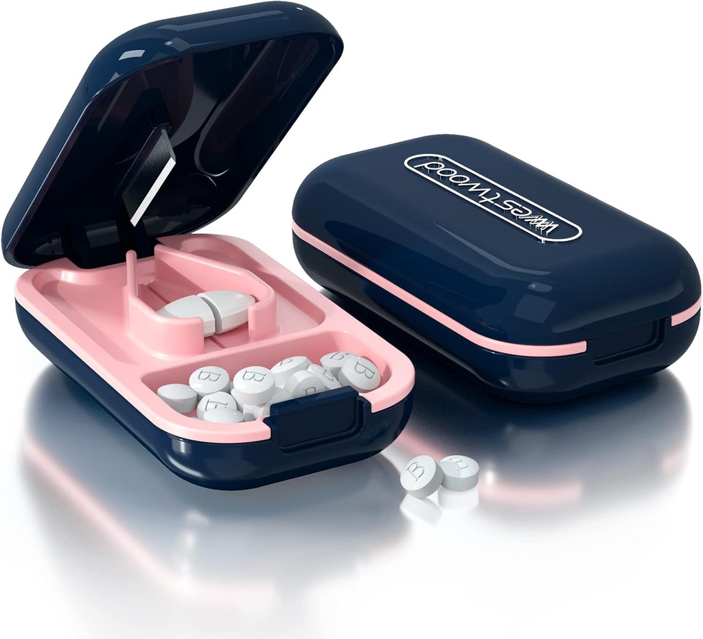 Pille Cutter, Pille Splitter zum Schneiden von kleinen Pillen oder großen Pillen in Halb,Cuts Pillen, Vitamine, Tabletten, Edelstahl Klinge, Reisen Sized (Pill Cutter, Blau)