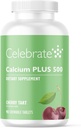 Calcium Plus - 500mg Calcium Citrate, 333 IU bitamina D3 eta 34mg Magnesium Post Bariatric Surgeryrako - Gluten-Free & Sugar-Free - Cherry, 90 Chewable Tablets