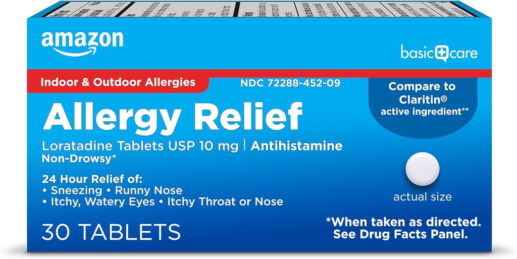 Perushoito Allergy Relief Loratadine Tabletit 10 mg, 30 Määrä (pakkaus voi vaihdella)