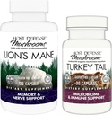 Host Defense Bundle with Lion's Mane Capsules, 120 Count & Turkey Tail Capsules, 30 Count - Support Brain Health, Memory & Focus - Support Digestief & Immune Health