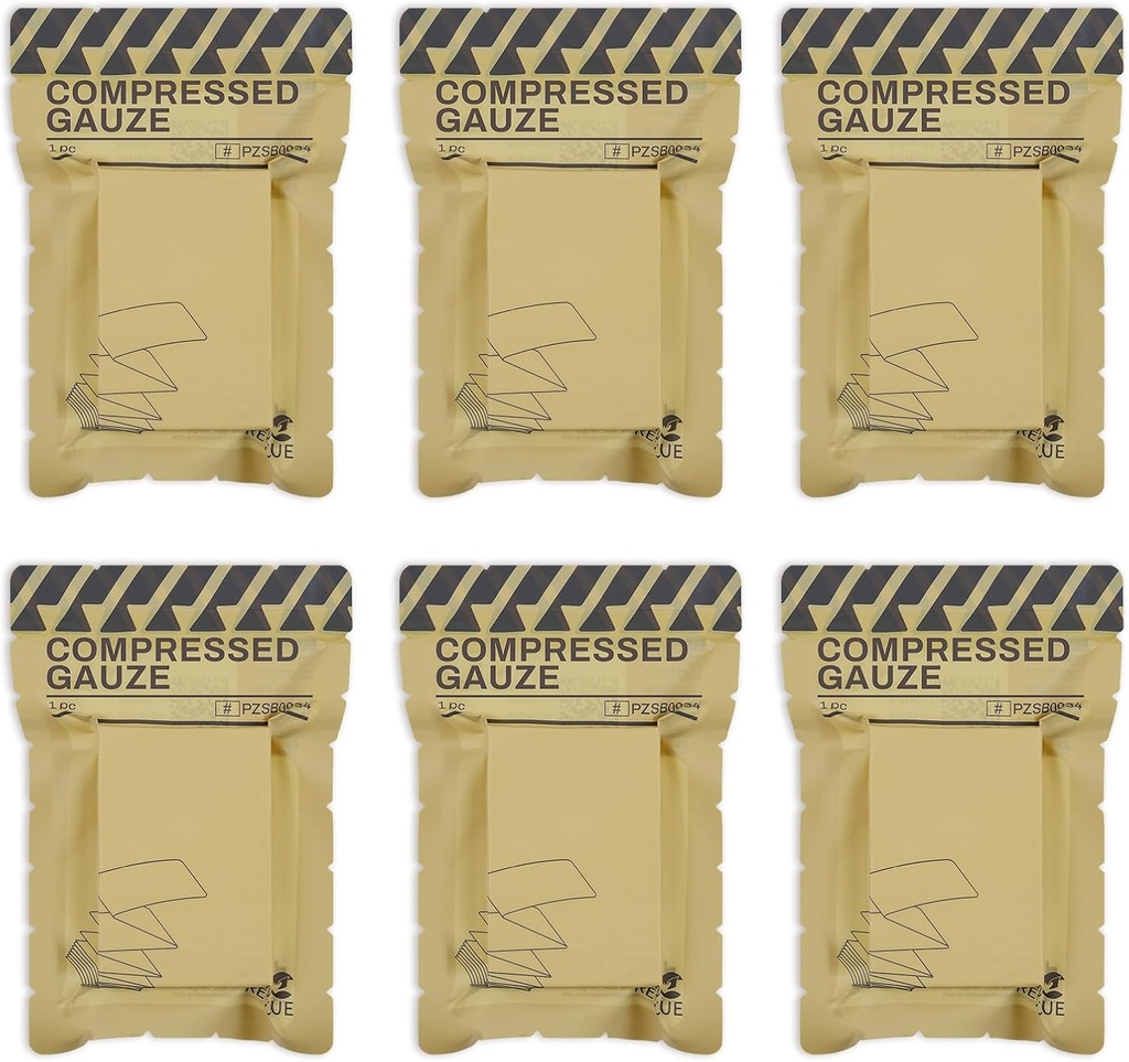 RHINO RESCUE Sterile Compressed Gauze for Emergency Wound Dressing, First Aid and Trauma Kit, 6 Pack