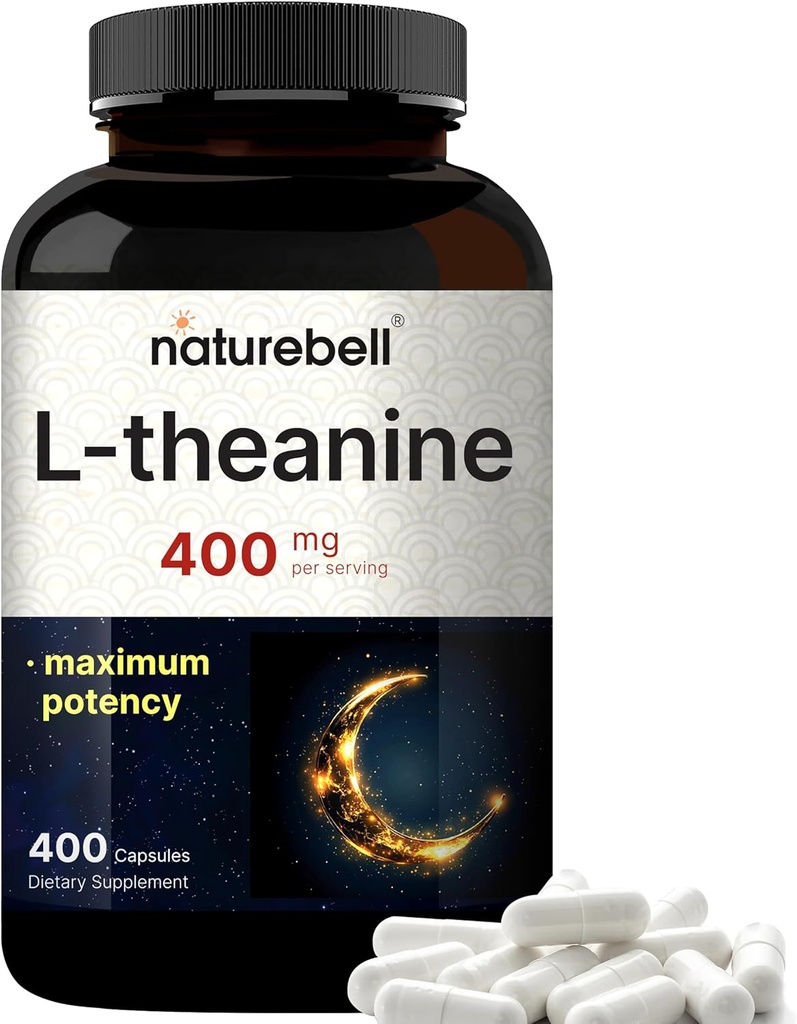 ความแข็งแกร่งคู่ Liane 400mg, 400 Capsules | Max Potiy L-theanine Supplement for supplement, sleep & softing & soluty & soluty softing   Form Free Form   Amilo noid for Women & Men-Gmo.