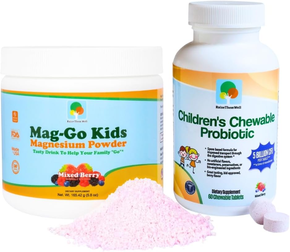 Nâng cao các trẻ em Mag-Go Kids Magnesium Powder, Childrens Probiotic & Kids C và Immune hỗ trợ