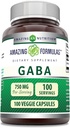 Qeydiyyatdan keçmiş Formulas GABA Təhlükəsizdir | 100 Veggie Capsules / Gluten-Free / ABŞ-da Yaponiya