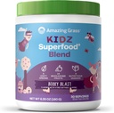 Surpreendente grama Kidz Superfood: Verdes Orgânicos, Frutas, Vegetais, Raiz de beterraba em pó e Probióticos para crianças saudáveis, Berry Blast, 30 Servings