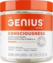 Genius Bilinci, Super Nootropic Brain Supplement Toz, Mango - Boost Focus, Bilişsel funksiya, Concentration & Memory Booster - Neuro Energy & IQ üçün Alpha GPC & Lions Mane Mushroom