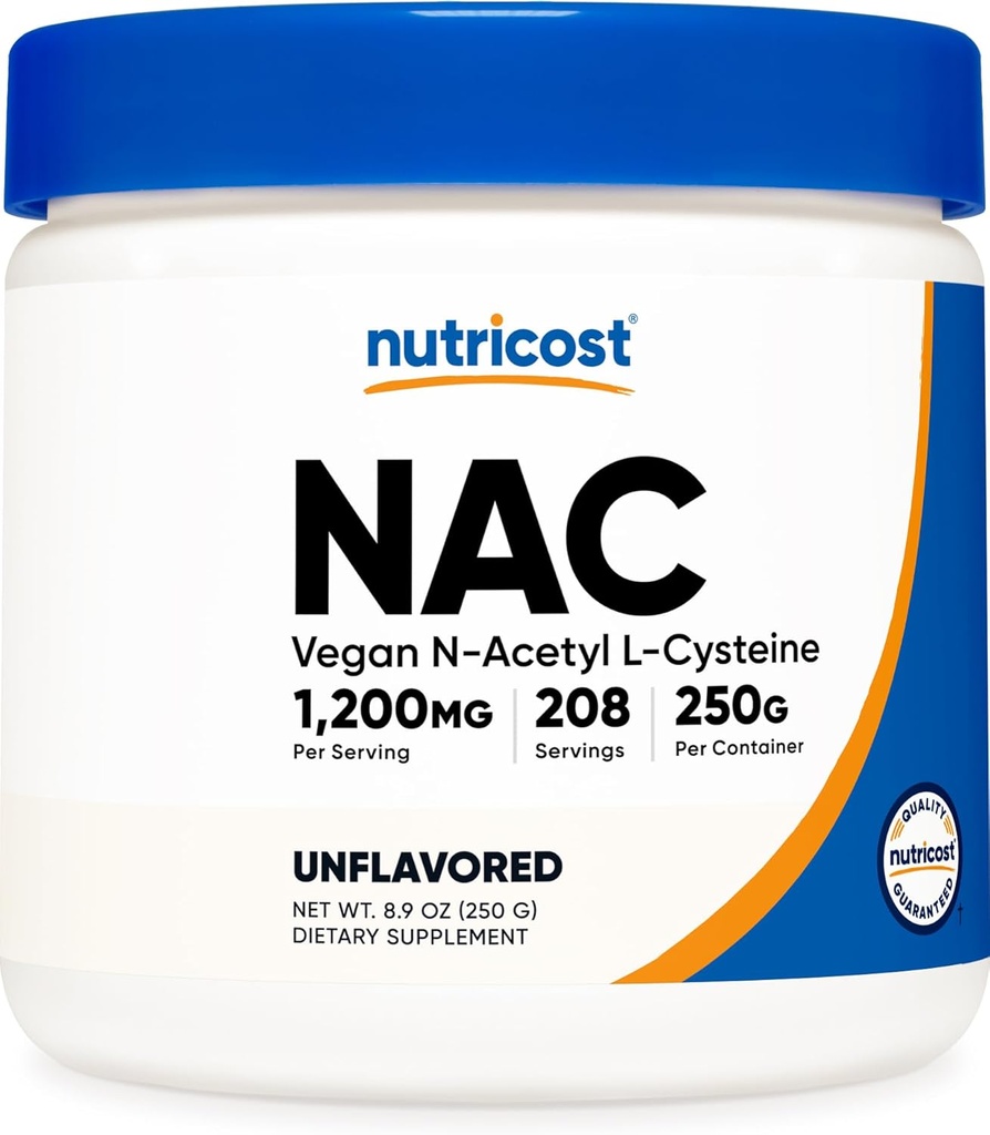 Nutricost N-Acetyl L-Cysteine (NAC) Σκόνη 250 Grams - Vegan NAC, μη-GMO, Χωρίς γλουτένη
