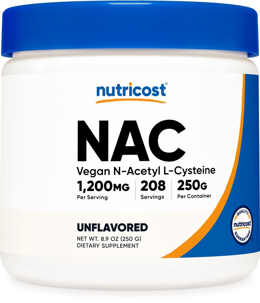 Nutricost N-Acetyl L-Cysteine (NAC) Powder 250 Grams - Vegan NAC, Non-GMO, Gluten Free