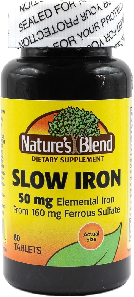 Nature's Blend Slow Iron 50 mg (160 mg) Vergelijk met Slow Fe 60 tabletten