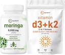 Micro Ingredients Vitamin D3 5,000iu + K2 100mcg Softgels & Moringa Oleifera 6,000mg Ekvivalentní 300 Kapsle Bundle 2 Balení 124; Essential Sunshine Vitamíny S124; Antioxidační doplněk