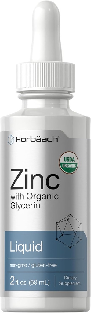 Horbäach Liquid Zinc Drops | 2 Oz | con glicerina orgánica | Vegetarian, Non-GMO, suplementos gratuítos de glute