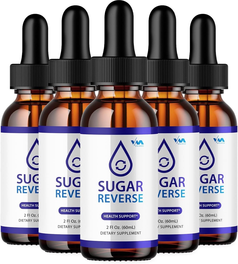 (5 Pack) CukurReverse Drop Veselīgs vitamīnu atbalsta papildinājums - Cukurs Reverse Advanced Formula, Cukurs Reverse 24 stundu Šķidrums, Cukura Reverse Energy un Extra Strength Atsauksmes, 5 Mēnešu Piegāde