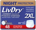 LivDry XXL Overnight Windeln für Damen und Herren, Inkontinenz Unterwäsche, XX-Large, 48-Pack