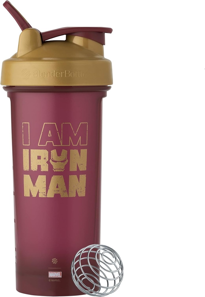 BlenderBottle Marvel Classic V2 fľaša Shaker Ideálny pre proteínové Shake a pre cvičenie, 28-Ounce, Iron Man