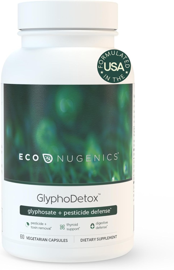 Ecognogenics Glyphodex Supplement – เอา Glyphasate Pest curders and Agri Profiles Toxins — สูตร Detox w/Kelp, Citrus Pectin, AlGetma, Glycine – สําหรับผู้ชาย & 60 Capsutions