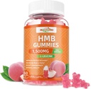 HMB ve Leucine Gummies Supplement: Erkekler için HMB Supplements 1500 mg ve Leucine Amino Asit Kas Kurtarma için Kas Mass Geliştir Endurance Non-GMO Sugar Free Peach 60 Gummies