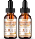 2 Pakkaus 2000MG Magnesium Glycinate Liquid Drops Supplement lapsille ja aikuisille - Selluloosakuitua, B6-vitamiinia, C-vitamiinia, D-vitamiinia, sinkkiä - energiaa, unta, simpukka, ananas Flavor, 4 fl oz
