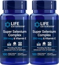 Life Extension Super Selenium Complex 200 µg & E-vitamin, 100 Veg Caps (2-es csomag)