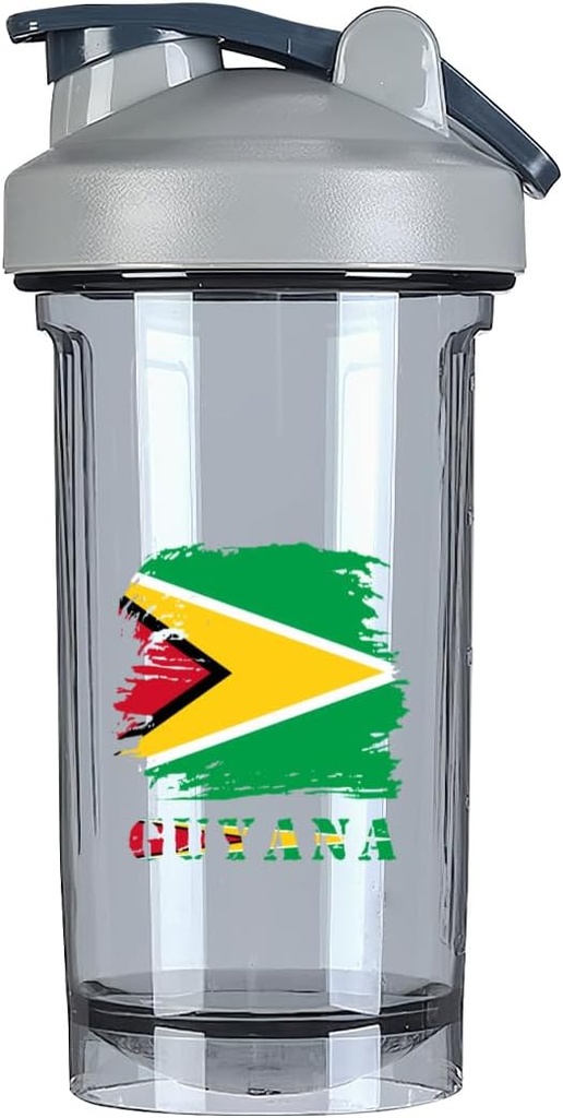 Vintage Guyana Guyanese Flagge 18 Unze Shaker Cup,Fashion Theme Muster Shaker Bottle Leak-proof Workout Shake Bottle 500ML/18 Unze Perfekt für Pre Workout-2
