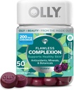 OLLY Flawless Complexion Gummy, Klar og sunn hud støtte, vitaminer E, A, sink, Chewable Supplement, Berry - 50 greve (pakke av 1)