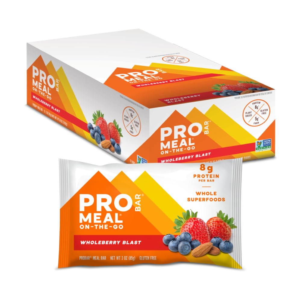 PROBAR MEAL Bar – Plant Based Meal Replacement Bar with Whole Food Ingredients, Oats, Nuts & Seeds, Vegan, Gluten Free, Non-GMO Nutrition Bar for Breakfast, Travel & On-the-Go Energy (Wholeberry Blast, 12 Count)