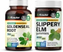 BIO KRAUTER Goldenseal 100 Capsules & Slippery Elm 60 Gummys (英语).