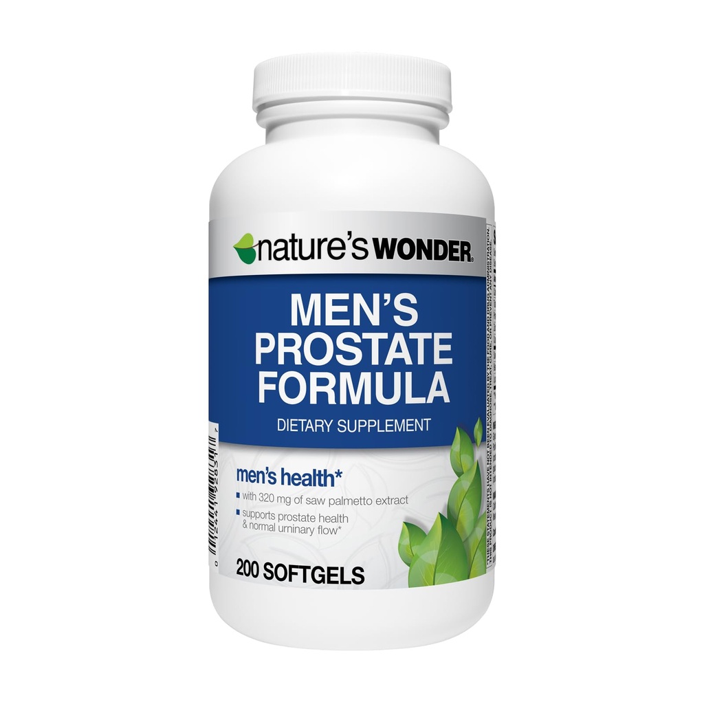 Nature's Wonder Men's Prostate Formula with Saw Palmetto, Beta-Sitosterol & Lycopene, 200 Softgels, 100 Days Supply