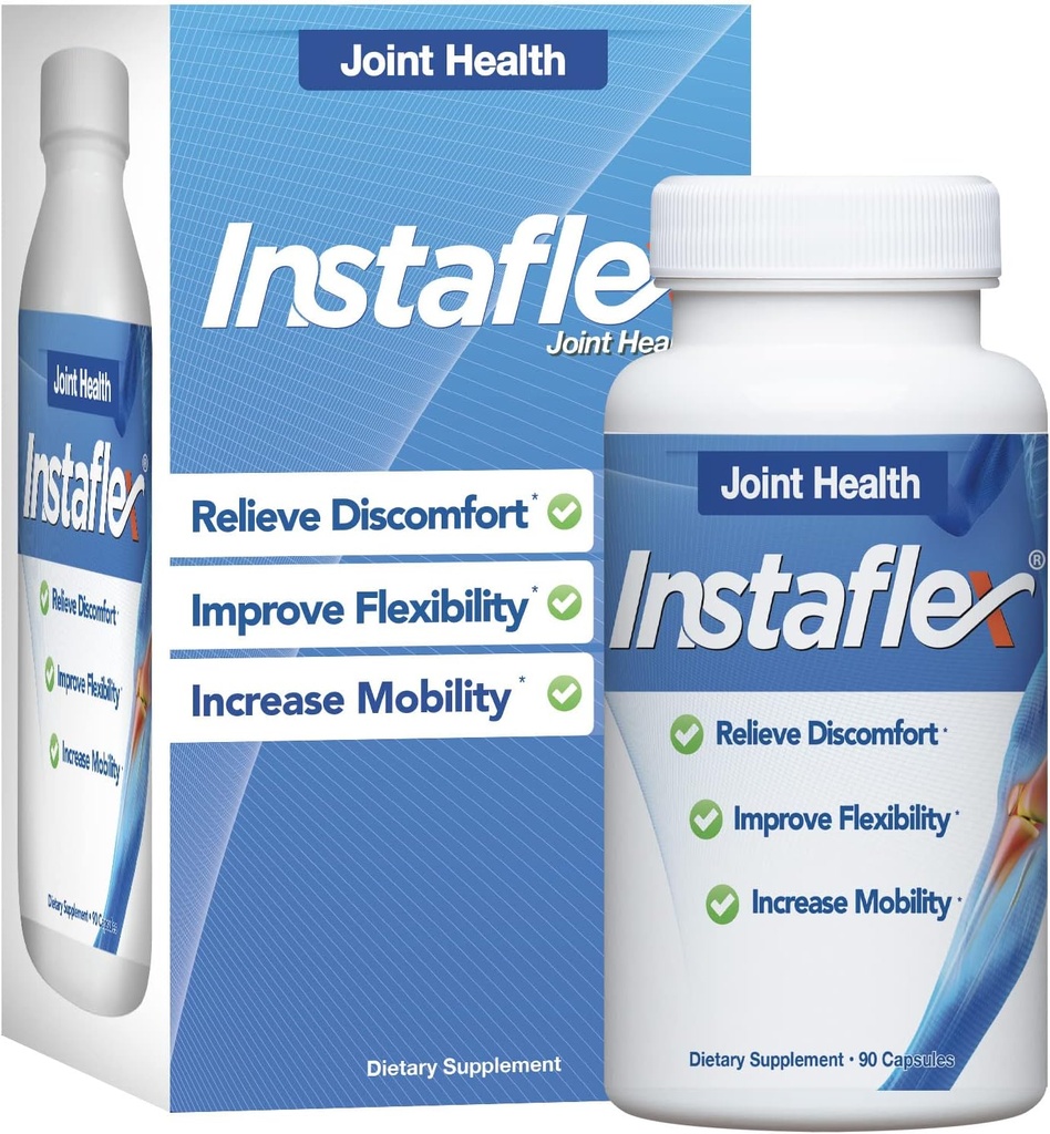 Instaflex Insotaflex Conseint suplementari - Clinely Studied Studied Suve of Glucosamina, MSM, Willow, Turmeric, Ginger, Ciane, Àcid hilurònica - 90 Capules