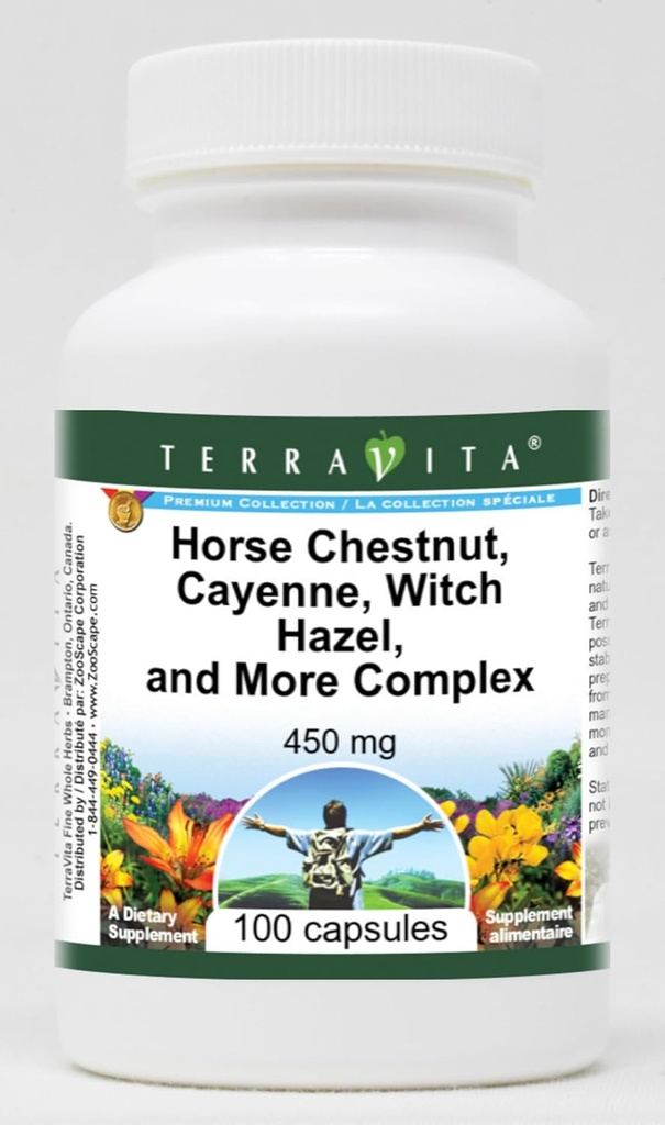 Terravita Cavall Chestnut, Cayenne, Hazel, i més complex - 450 mg (100 Capsules, ZIN: 517073)