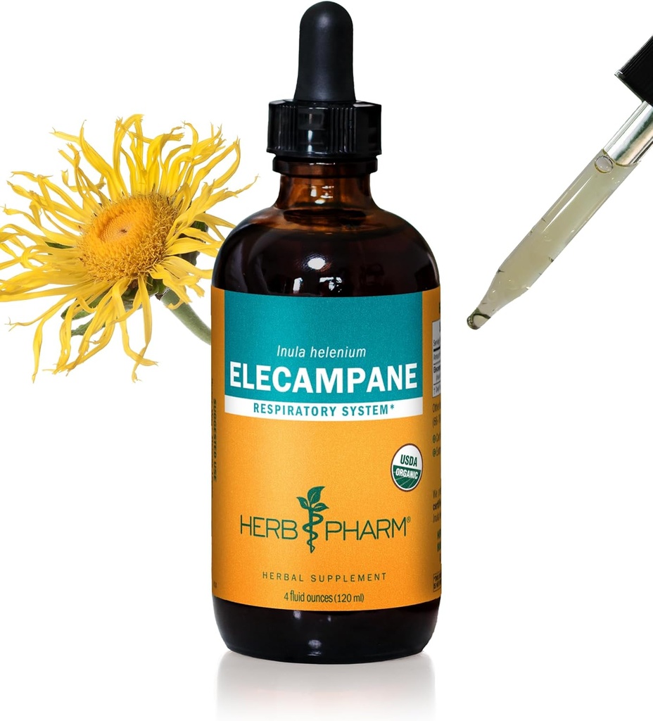 Herb Pharm Certified Organic Elecampane Skystas ekstraktas kvėpavimo sistemos paramai - 4 Ounce