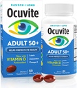 Ocuvite 50 + Eye Vitamin & Mineral Suplement, Multivitamin for Vision & Ocular Health with Omega-3, Zinc, Vitamin C & E, Lutein & Luxanthin, Zinc Suplemen Perempuan dan Pria, 50 Softgeels