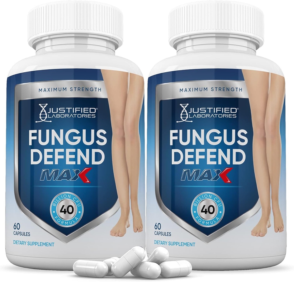 Justified Laboratories (2 Pack) Fungus Defend Max Pills 40 Billion CFU Probiotic 120 Capsules